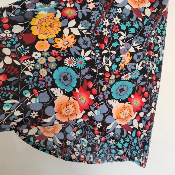 Loft Petites Multicolor Floral Print Cap Short Sleeve Blouse Top Sz Small Petite - Picture 6 of 12